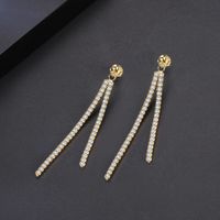 1 Pair Simple Style Classic Style Oversized Tassel Polishing Plating Inlay Sterling Silver Zircon White Gold Plated Drop Earrings main image 6