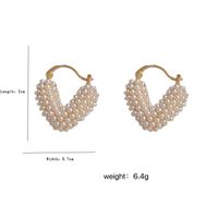 1 Paire Élégant Dame Forme De Cœur Incruster Le Cuivre Perles Artificielles Des Boucles D'oreilles main image 7