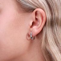 1 Pair Simple Style Classic Style Oversized Solid Color Polishing Plating Sterling Silver White Gold Plated Earrings main image 6