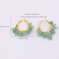 1 Pair Ethnic Style Bohemian Tropical Solid Color Handmade Plating Natural Stone Copper 18k Gold Plated Hoop Earrings main image 2