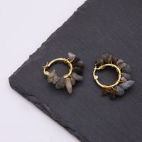 1 Pair Ethnic Style Bohemian Tropical Solid Color Handmade Plating Natural Stone Copper 18k Gold Plated Hoop Earrings main image 7