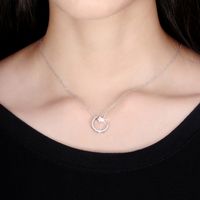 Simple Style Classic Style Star Moon Sterling Silver Polishing Plating Inlay Zircon White Gold Plated Pendant Necklace main image 7