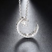 Simple Style Classic Style Star Moon Sterling Silver Polishing Plating Inlay Zircon White Gold Plated Pendant Necklace main image 4