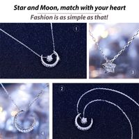 Simple Style Classic Style Star Moon Sterling Silver Polishing Plating Inlay Zircon White Gold Plated Pendant Necklace main image 10