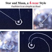 Simple Style Classic Style Star Moon Sterling Silver Polishing Plating Inlay Zircon White Gold Plated Pendant Necklace main image 8