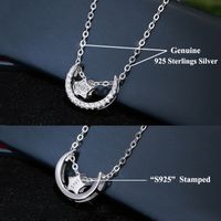 Simple Style Classic Style Star Moon Sterling Silver Polishing Plating Inlay Zircon White Gold Plated Pendant Necklace main image 6