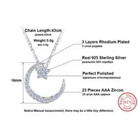 Simple Style Classic Style Star Moon Sterling Silver Polishing Plating Inlay Zircon White Gold Plated Pendant Necklace main image 2