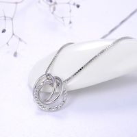 Simple Style Classic Style O-shape Round Sterling Silver Polishing Plating Inlay Zircon White Gold Plated Pendant Necklace main image 5