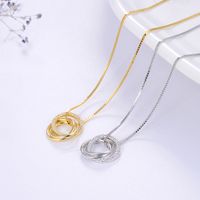 Simple Style Classic Style O-shape Round Sterling Silver Polishing Plating Inlay Zircon White Gold Plated Pendant Necklace main image 7