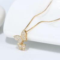 Simple Style Classic Style Animal Butterfly Sterling Silver Polishing Plating Inlay Zircon White Gold Plated Pendant Necklace main image 3