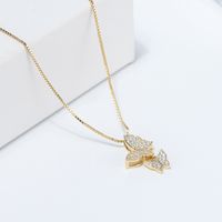 Simple Style Classic Style Animal Butterfly Sterling Silver Polishing Plating Inlay Zircon White Gold Plated Pendant Necklace main image 5