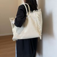 Women's Canvas Solid Color Basic Streetwear Sewing Thread Square Open Shoulder Bag Square Bag Underarm Bag sku image 2