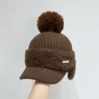 Women's Casual Commute Solid Color Plush Braid Curved Eaves Baseball Cap Wool Cap main image 4