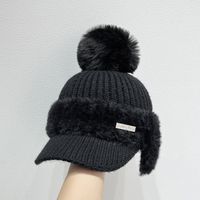 Women's Casual Commute Solid Color Plush Braid Curved Eaves Baseball Cap Wool Cap main image 10