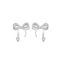 1 Pair Sweet Bow Knot Plating Inlay Sterling Silver Zircon Gold Plated Ear Studs main image 4