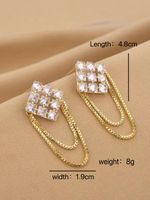 1 Pair Lady Tassel Rhombus Inlay Copper Artificial Diamond Drop Earrings main image 7