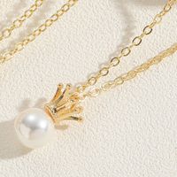 Elegant Vacation Simple Style Star Crown Bow Knot Copper 14k Gold Plated White Gold Plated Artificial Pearls Zircon Pendant Necklace In Bulk main image 4