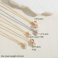 Elegant Vacation Simple Style Star Crown Bow Knot Copper 14k Gold Plated White Gold Plated Artificial Pearls Zircon Pendant Necklace In Bulk main image 2