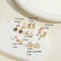 1 Pair Sweet Commute Star Flower Enamel Plating Inlay Copper Pearl Zircon 14k Gold Plated Drop Earrings Ear Studs main image 2