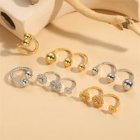 Vacation Classic Style Commute Solid Color Flower Copper 14k Gold Plated White Gold Plated Zircon Open Rings In Bulk main image 8