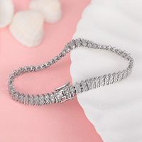 Casual Elegant Solid Color Copper Plating Inlay Zircon 18k Gold Plated White Gold Plated Tennis Bracelet main image 1