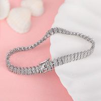 Casual Elegant Solid Color Copper Plating Inlay Zircon 18k Gold Plated White Gold Plated Tennis Bracelet sku image 1