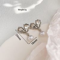 1 Pair Sweet Heart Shape Plating Inlay Alloy Artificial Pearls Rhinestones White Gold Plated Drop Earrings sku image 1