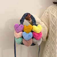 Women's Denim Heart Shape Cute Sewing Thread Square Magnetic Buckle Handbag sku image 3