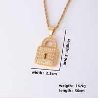 Hip-hop Retro Lock Stainless Steel Titanium Steel Plating Inlay Rhinestones Zircon Gold Plated Unisex Pendant Necklace sku image 1