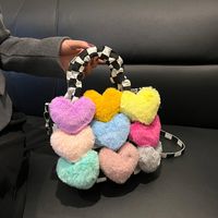 Women's Denim Heart Shape Cute Sewing Thread Square Magnetic Buckle Handbag sku image 4
