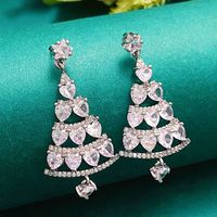 1 Pair Simple Style Christmas Tree Plating Inlay Alloy Copper Zircon Drop Earrings main image 1