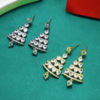 1 Pair Simple Style Christmas Tree Plating Inlay Alloy Copper Zircon Drop Earrings main image 4