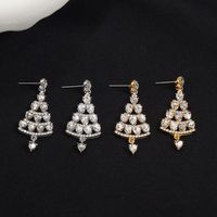 1 Pair Simple Style Christmas Tree Plating Inlay Alloy Copper Zircon Drop Earrings main image 3