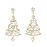 1 Pair Simple Style Christmas Tree Plating Inlay Alloy Copper Zircon Drop Earrings main image 2