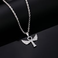 Hip-hop Retro Cross Angel Wings Wings Stainless Steel Titanium Steel Plating Inlay Zircon White Gold Plated Gold Plated Unisex Pendant Necklace main image 7