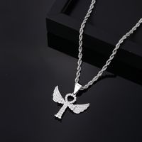 Hip-hop Retro Cross Angel Wings Wings Stainless Steel Titanium Steel Plating Inlay Zircon White Gold Plated Gold Plated Unisex Pendant Necklace main image 8