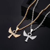 Hip-hop Retro Cross Angel Wings Wings Stainless Steel Titanium Steel Plating Inlay Zircon White Gold Plated Gold Plated Unisex Pendant Necklace main image 6