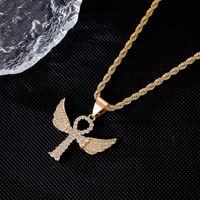 Hip-hop Retro Cross Angel Wings Wings Stainless Steel Titanium Steel Plating Inlay Zircon White Gold Plated Gold Plated Unisex Pendant Necklace main image 2
