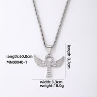 Hip-hop Retro Cross Angel Wings Wings Stainless Steel Titanium Steel Plating Inlay Zircon White Gold Plated Gold Plated Unisex Pendant Necklace sku image 2