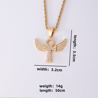 Hip-hop Retro Cross Angel Wings Wings Stainless Steel Titanium Steel Plating Inlay Zircon White Gold Plated Gold Plated Unisex Pendant Necklace sku image 1
