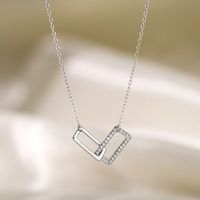 Glam Shiny Square Sterling Silver Plating Inlay Zircon Gold Plated Silver Plated Pendant Necklace main image 3