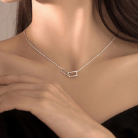 Glam Shiny Square Sterling Silver Plating Inlay Zircon Gold Plated Silver Plated Pendant Necklace main image 1