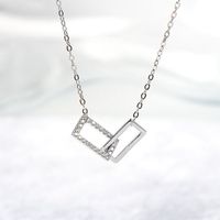 Glam Shiny Square Sterling Silver Plating Inlay Zircon Gold Plated Silver Plated Pendant Necklace sku image 2