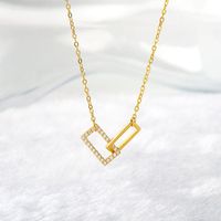 Glam Shiny Square Sterling Silver Plating Inlay Zircon Gold Plated Silver Plated Pendant Necklace sku image 1