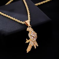 Wholesale Vintage Style Bird Stainless Steel Titanium Steel Plating Inlay Gold Plated Zircon Pendant Necklace main image 1