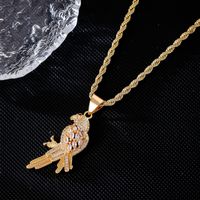 Wholesale Vintage Style Bird Stainless Steel Titanium Steel Plating Inlay Gold Plated Zircon Pendant Necklace main image 3