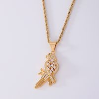 Wholesale Vintage Style Bird Stainless Steel Titanium Steel Plating Inlay Gold Plated Zircon Pendant Necklace main image 2