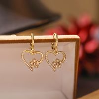 Simple Style Heart Shape Snowflake Copper Plating Inlay Zircon 18k Gold Plated Earrings Necklace Jewelry Set main image 4