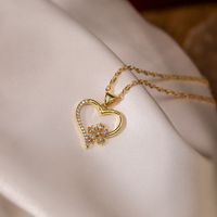 Simple Style Heart Shape Snowflake Copper Plating Inlay Zircon 18k Gold Plated Earrings Necklace Jewelry Set main image 5