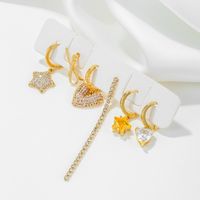 1 Set Cute Sweet Star Moon Heart Shape Plating Inlay Brass Zircon 18k Gold Plated Silver Plated Drop Earrings main image 5